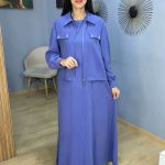 Ensemble 2 Pièces Femme : Robe Longue et Veste Zippée Bleu Lavande | Orkidia Nador