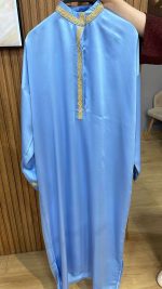 Chemise Beldi Azur à Broderies Artisanales Dorées - Orkidia – Image 3