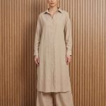 Robe Chemise Lin Beige Élégance Minimaliste | Orkidia Fashion