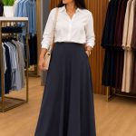Élégance Marine : Jupe Évasée Sophisticée