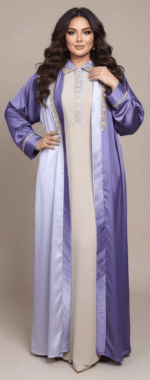Selham moderne femme violet bicolore avec broderies traditionnelles dorees Orkidia Fashion Nador