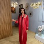 Kimono Caftan de Luxe Rouge Satiné | Broderies Dorées Artisanales | Orkidia Fashion  Nador