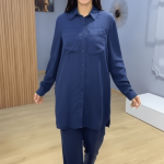 Ensemble Bleu Marine Deux Pièces – Élégance Modeste et Confort Quotidien