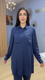 Ensemble Bleu Marine Deux Pièces – Élégance Modeste et Confort Quotidien