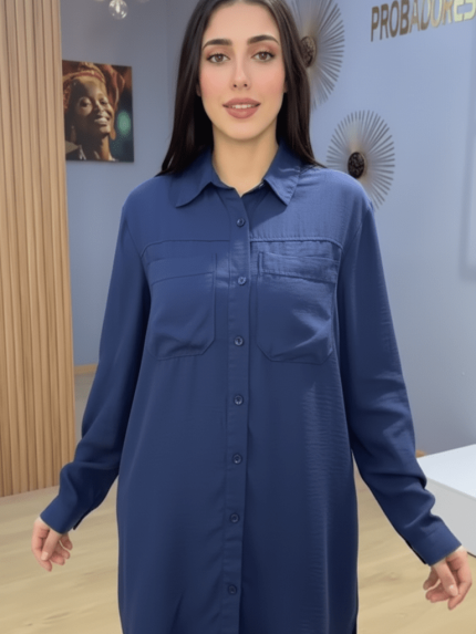Ensemble Bleu Marine Deux Pièces – Élégance Modeste et Confort Quotidien
