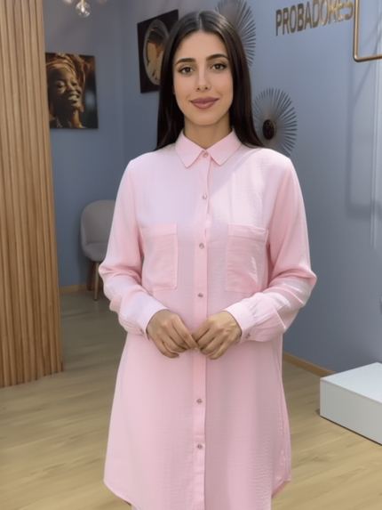 Ensemble Jupe Plissée Rose Poudré Deux Pièces – Élégance Romantique et Charme Délicat