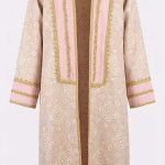 Blouse beldi moderne femme rose poudre en brocart et satin facon selham d apparat Orkidia Fashion Nador