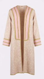 Blouse beldi moderne femme rose poudre en brocart et satin facon selham d apparat Orkidia Fashion Nador