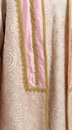 Blouse beldi moderne femme rose poudre en brocart et satin facon selham d apparat Orkidia Fashion Nador