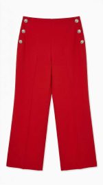 Pantalon Rouge Passion aux Boutons Dorés