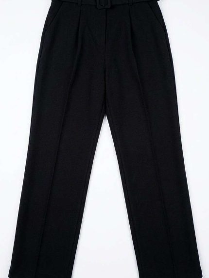 Élégance Intemporelle : Pantalon Noir Ceinturé