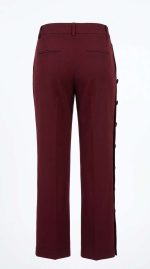 Élégance Bordeaux : Pantalon Taille Haute Ceinturé – Image 2