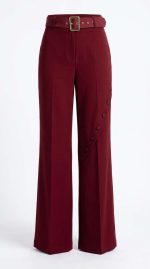 Élégance Bordeaux : Pantalon Taille Haute Ceinturé