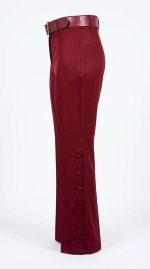 Élégance Bordeaux : Pantalon Taille Haute Ceinturé – Image 3