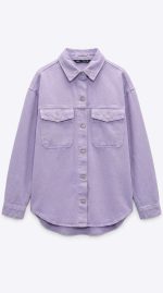 Chemise Lilas Oversize en Denim Léger - Orkidia Fashion