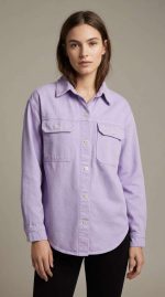 Chemise Lilas Oversize en Denim Léger - Orkidia Fashion – Image 5