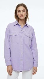 Chemise Lilas Oversize en Denim Léger - Orkidia Fashion – Image 4