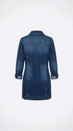 Veste Longue en Jean Bleu : Élégance Casual et Moderne – Image 2