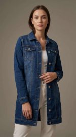 Veste Longue en Jean Bleu : Élégance Casual et Moderne – Image 3