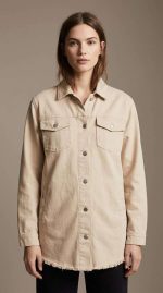 Veste en Jean Beige Style Décontracté Chic - Orkidia Fashion – Image 5