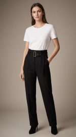 Élégance Intemporelle : Pantalon Noir Ceinturé – Image 5