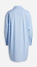 Chemise Longue Rayée Bleu Ciel - Élégance Moderne | Orkidia Fashion – Image 2