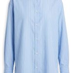 Chemise Longue Rayée Bleu Ciel - Élégance Moderne | Orkidia Fashion