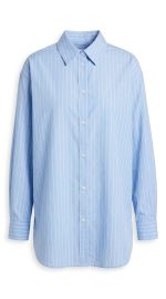 Chemise Longue Rayée Bleu Ciel - Élégance Moderne | Orkidia Fashion