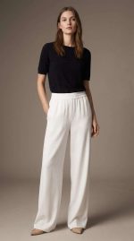 Élégance Intemporelle : Pantalon Blanc Fluide – Image 4