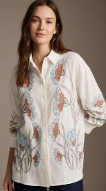 Chemise Orfée en Lin avec Broderies Florales et Sequins – Image 5
