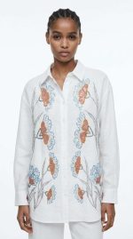 Chemise Orfée en Lin avec Broderies Florales et Sequins – Image 4