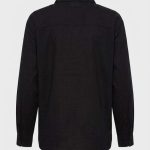 Chemise noire minimaliste à manches longues pour femme, vue arrière, collection Orkidia Fashion