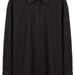 Chemise noire oversize pour femme avec col classique et coupe décontractée, marque Orkidia Fashion