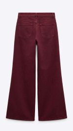 Pantalon Wide-Leg Bordeaux en Denim Premium – Image 2