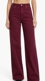 Pantalon Wide-Leg Bordeaux en Denim Premium – Image 4