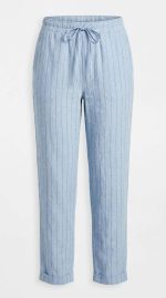 Élégance Riviera : Pantalon en Lin Rayé