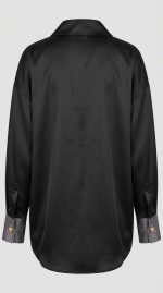 Chemise en Satin Noir Élégance Nocturne - Orkidia Fashion – Image 2
