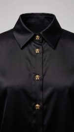Chemise en Satin Noir Élégance Nocturne - Orkidia Fashion – Image 4