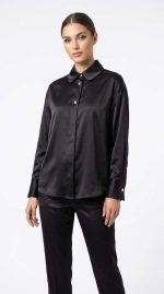 Chemise en Satin Noir Élégance Nocturne - Orkidia Fashion – Image 7