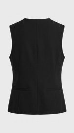 Gilet Sans Manches Noir à Coupe Asymétrique - Élégance Structurée – Image 2