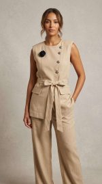Tailleur Court Beige Alma – Élégance Intemporelle – Image 4