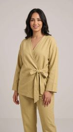 Ensemble Kimono Amandine en Lin Vert Amande – Image 4