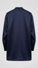 Ensemble Satiné Bleu Nuit Chic – Chemise à Nœuds et Pantalon Large – Image 2