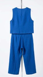 Ensemble Tailleur Gilet Bleu Roi Deux Pièces – Chic Masculin-Féminin et Allure Moderne
