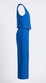 Ensemble Tailleur Gilet Bleu Roi Deux Pièces – Chic Masculin-Féminin et Allure Moderne