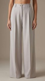 Élégance Fluide : Pantalon Large Gris Perle – Image 5