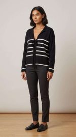 Pull-Over à Lacets et Rayures Graphiques - Noir & Gris – Image 4