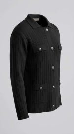 Gilet Cardigan Noir à Boutons Bijoux - Orkidia Fashion – Image 3