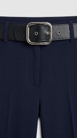 Élégance Marine : Pantalon Tailleur Ceinture Large – Image 4