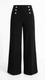 Pantalon Noir Ébène, Boutons Dorés